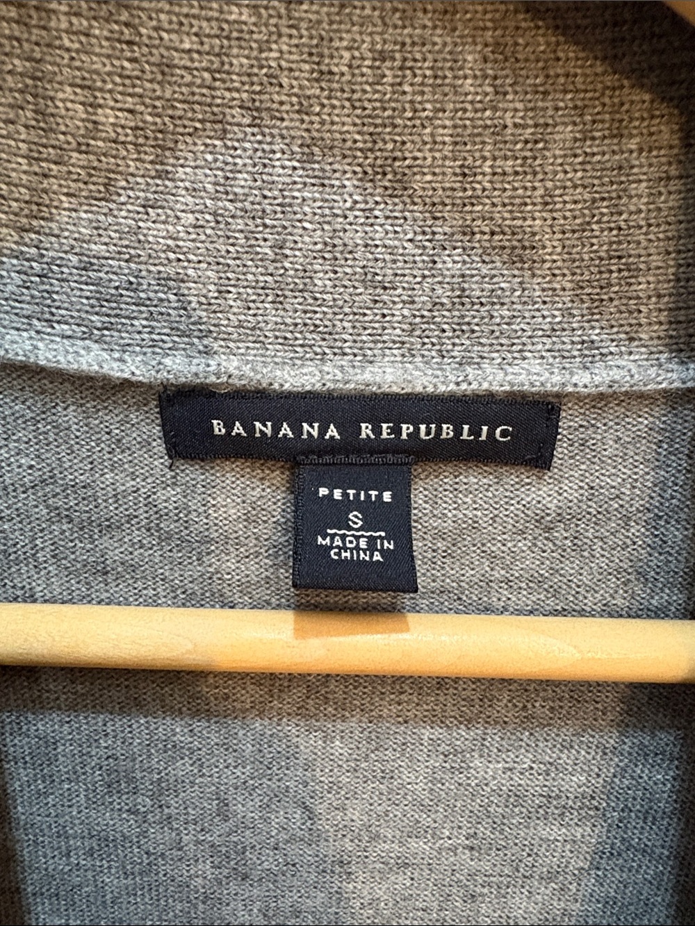 Banana Republic Heather Gray Short-Sleeve Open Front Cardigan - Picture 3 of 15